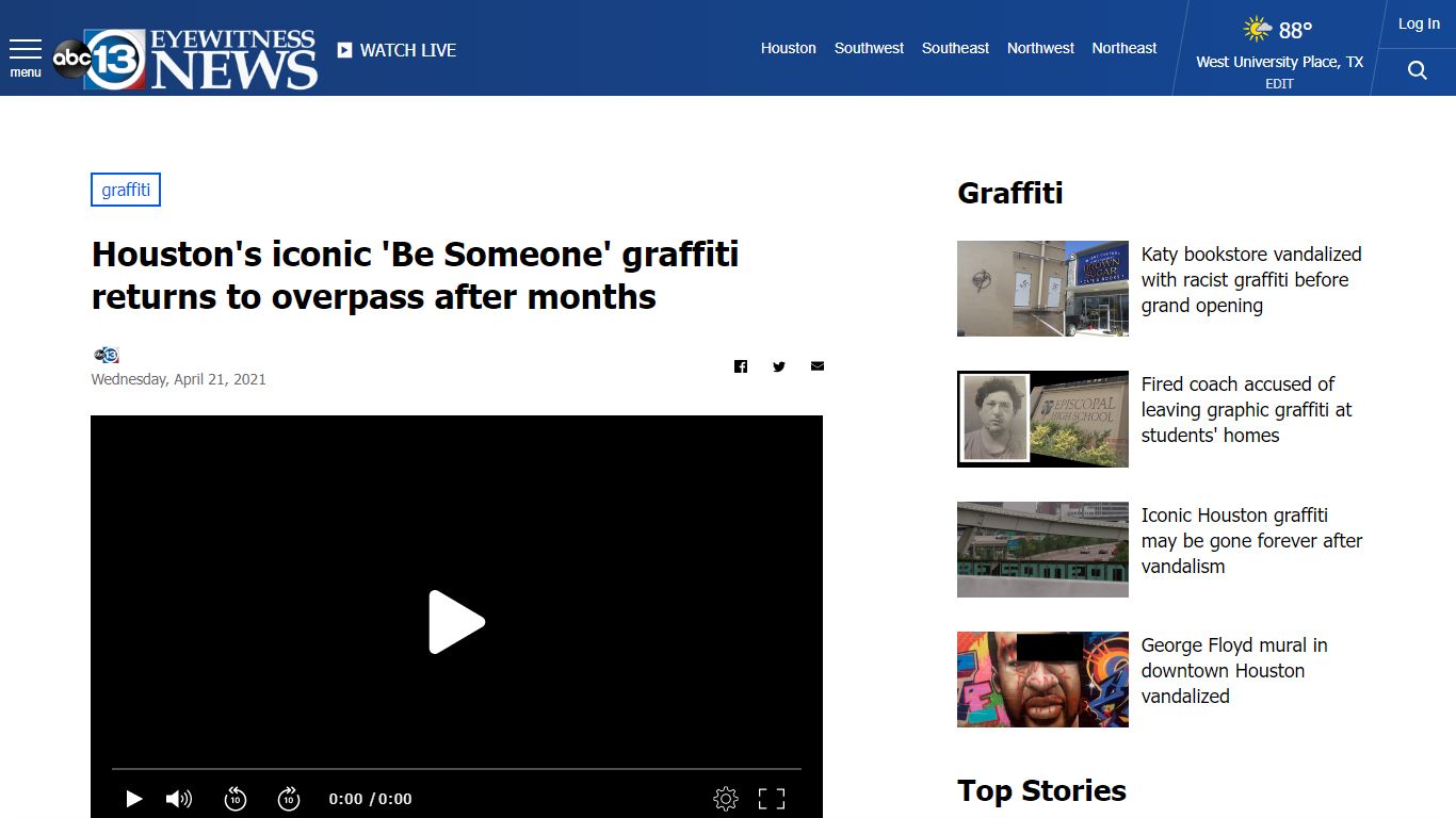 Houston's iconic 'Be Someone' graffiti returns to overpass after months